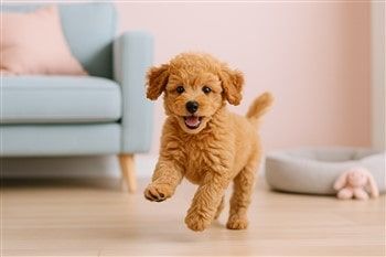 poodle puppy playing around