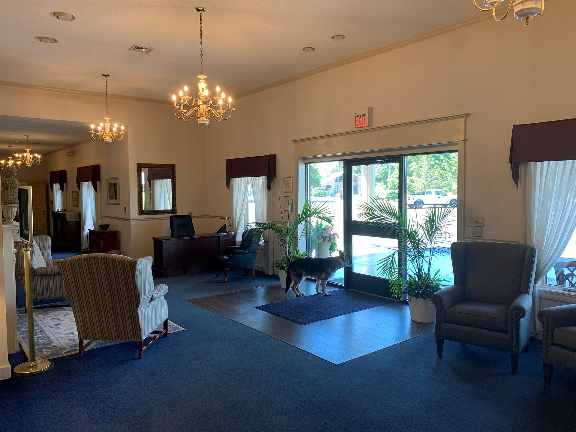 Interior and exterior photos of McHatton-Salder Funeral Chapels in Warsaw, IN.