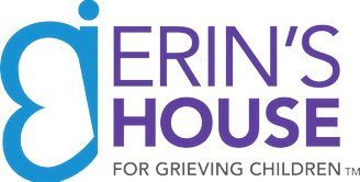The logo for erin 's house for grieving children is blue and purple.