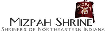 A logo for mizpah shrine shriners of northeastern indiana