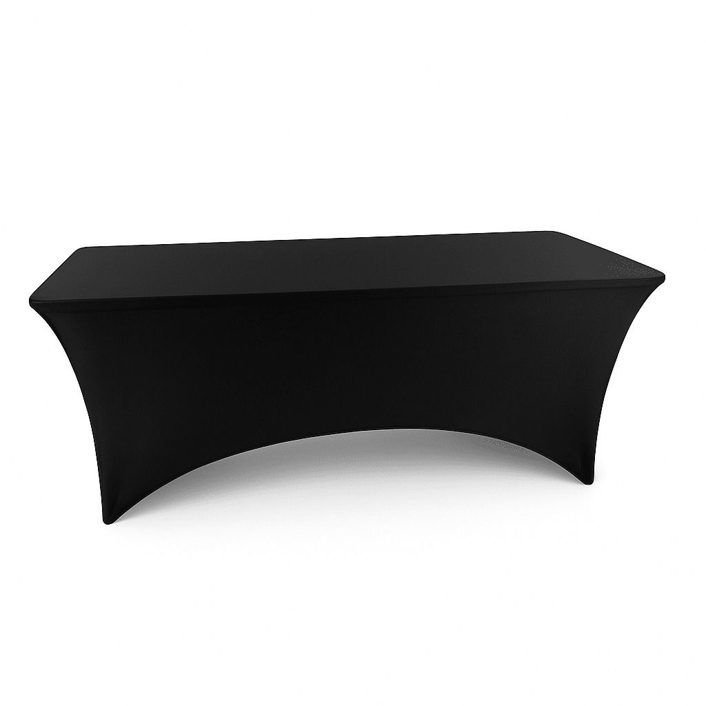 Mantel rectangular de spandex de color negro.