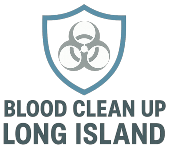 Logo: Gray biohazard symbol inside a blue shield; text reads 