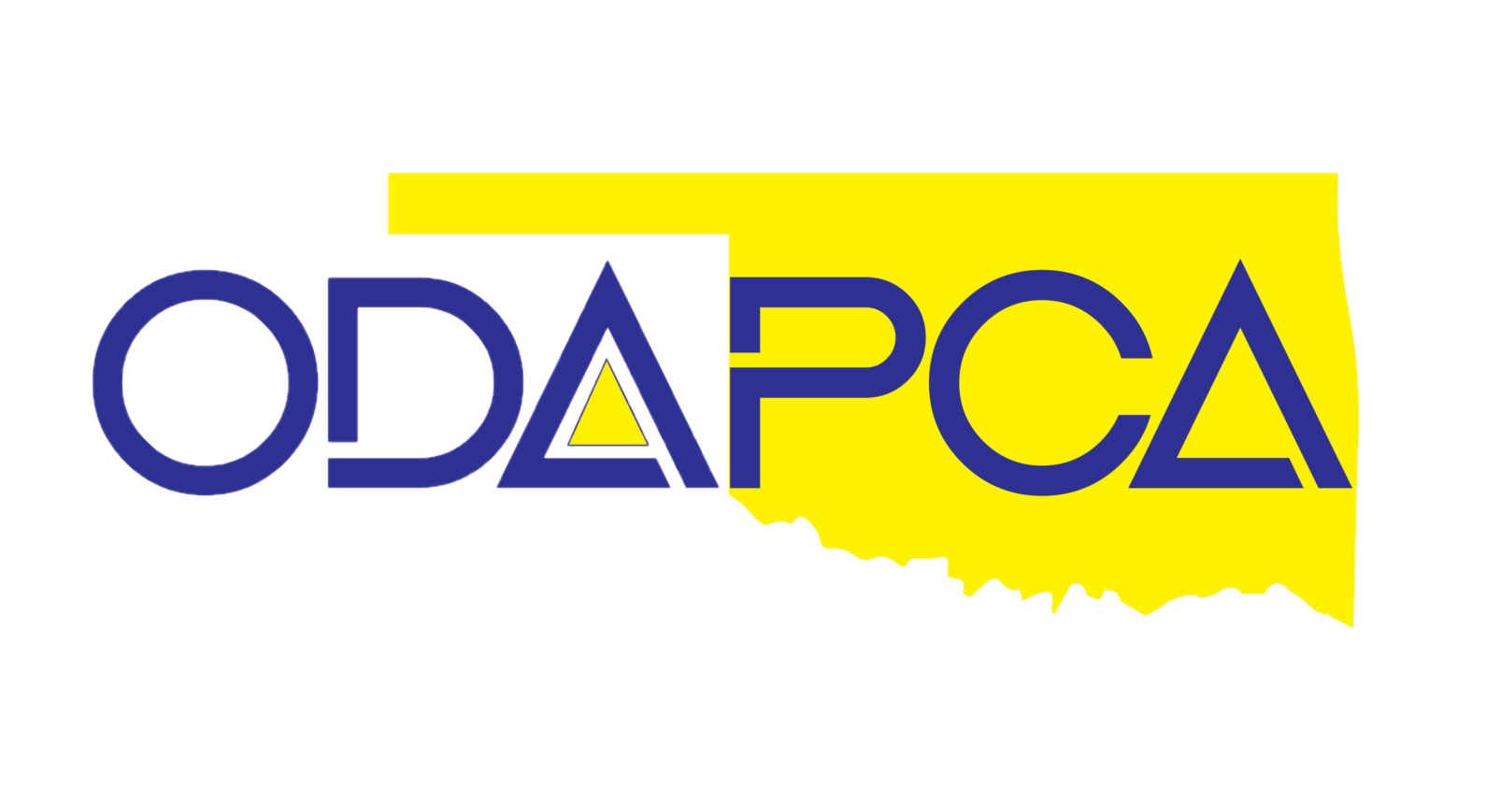 ODAPCA logo with blue text on a yellow Oklahoma outline.