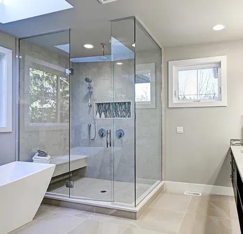 a frameless shower in austin bathroom