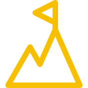 A yellow triangle with a flag on top of it.