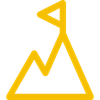 A yellow triangle with a flag on top of it.