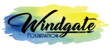 The windgate foundation logo is yellow and blue on a white background.
