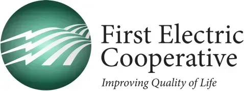 A logo for first electric cooperative improving quality of life