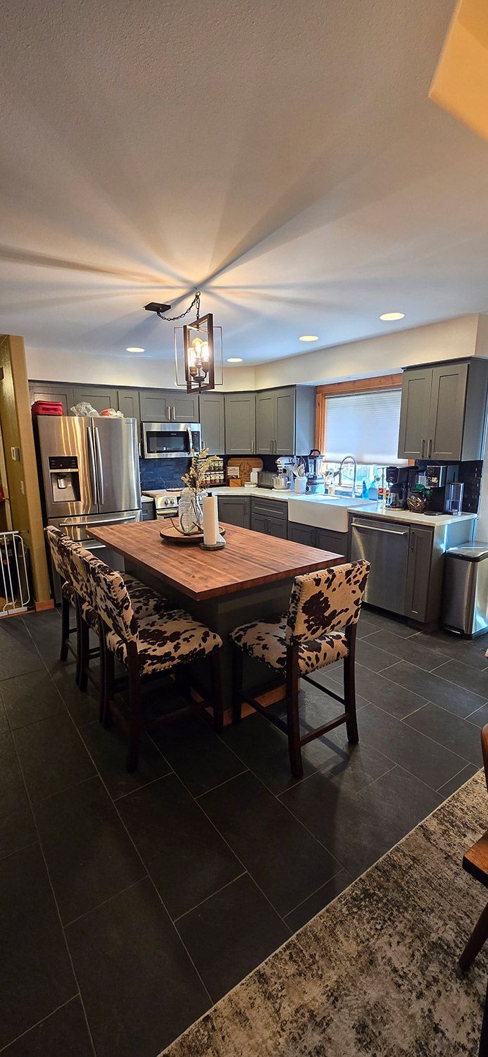 Modern kitchen with wooden island