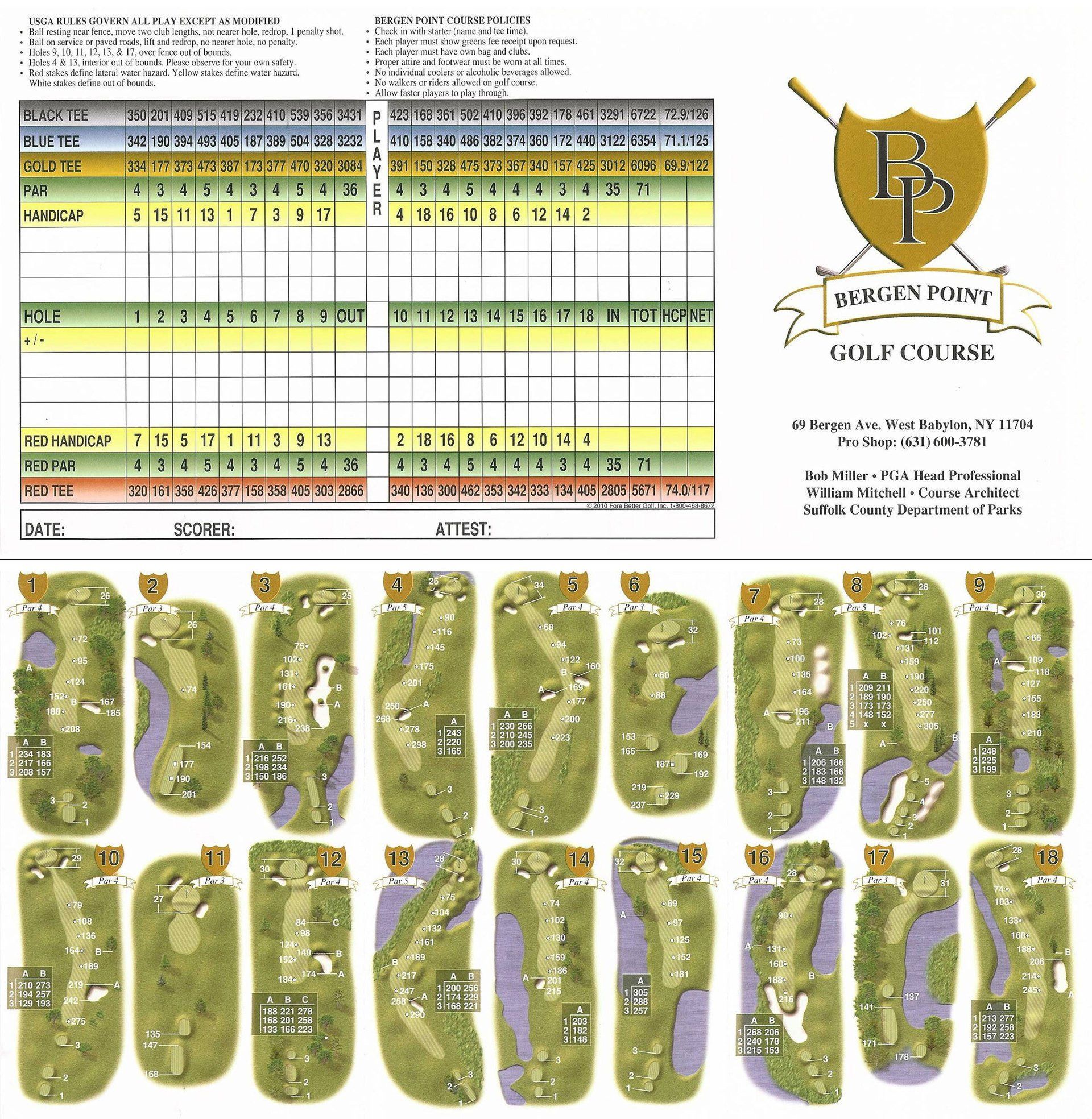 Gemelli's at Bergen Point Country Club West Babylon, NY Scorecard