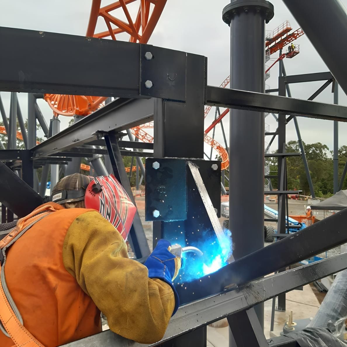 Man Wearing a Welding Helmet is Welding — Turnweld Engineering in Coolum Beach, QLD