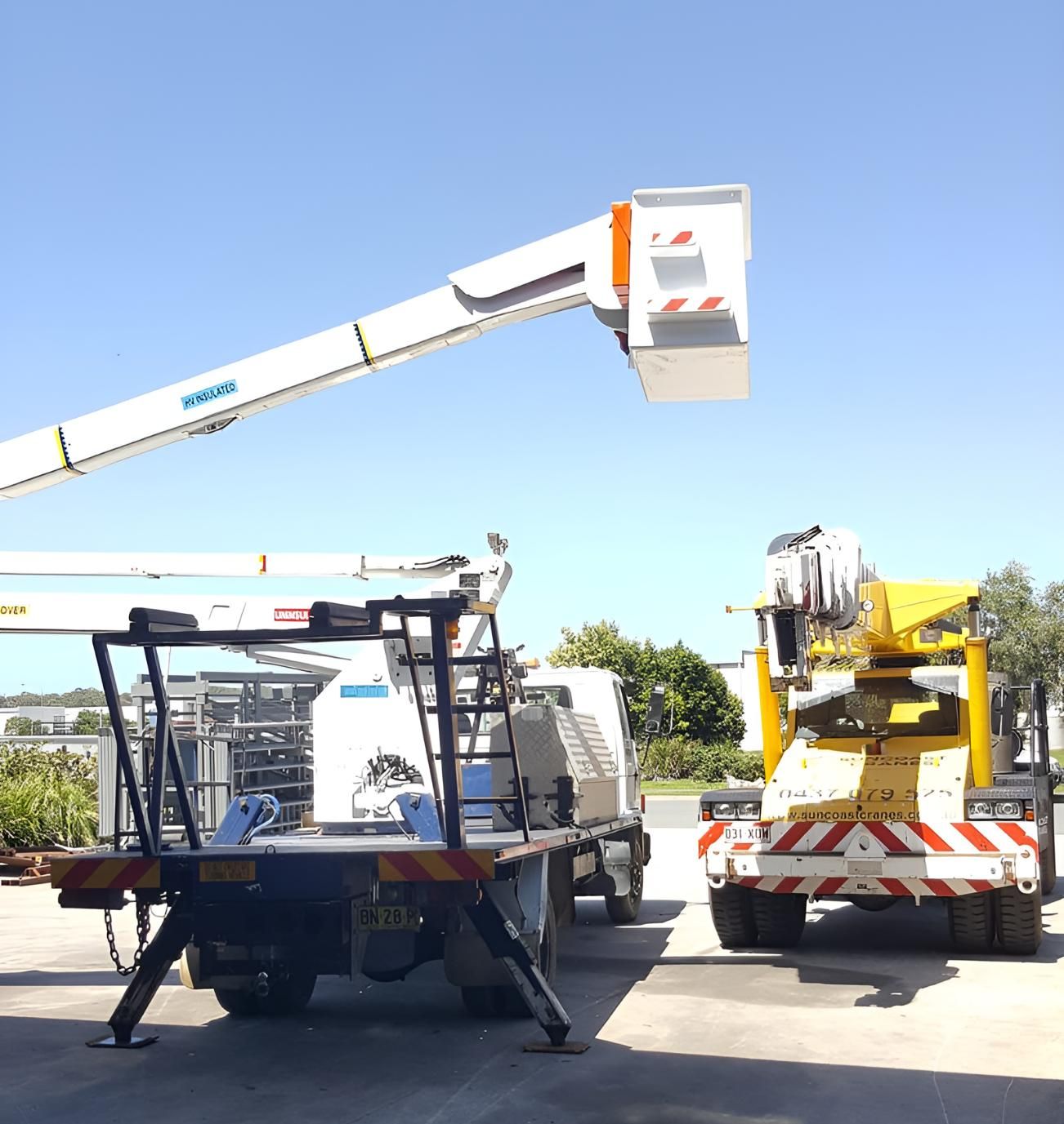 Yellow Truck With a Crane on the Back of It — Turnweld Engineering in Coolum Beach, QLD