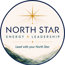 North Star Energy + Leadership logo in navy and gold with starburst and mountain landscape