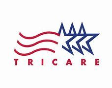 A red , white and blue logo for a company called tricare.