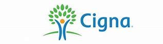 A cigna logo with a tree and a person.
