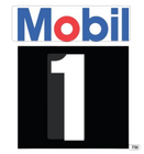 Mobil 1 logo: Blue and red "Mobil" text above a black square with a white "1" and gray shadow.