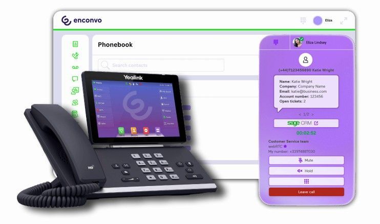 Sales team using SageCRM integrated with telephony system to manage customer calls