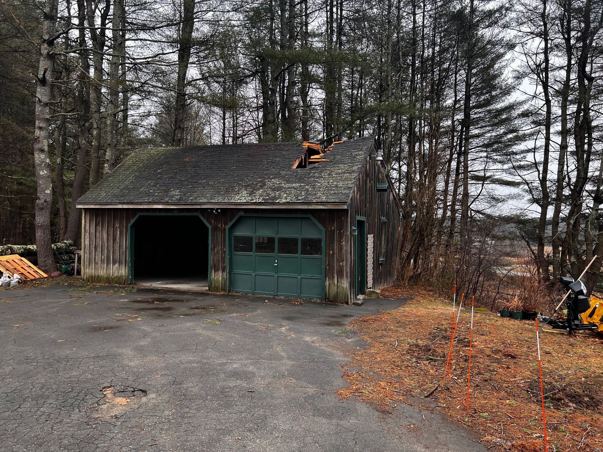 Before garage demolition in Southern Maine