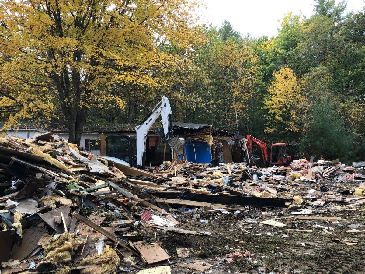 Mobile home teardown in Southern Maine