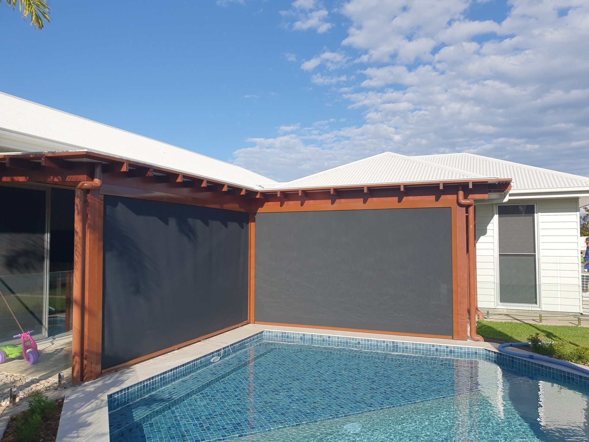 Swimming Pool And Awning — Blinds Awning installation in Bundaberg QLD