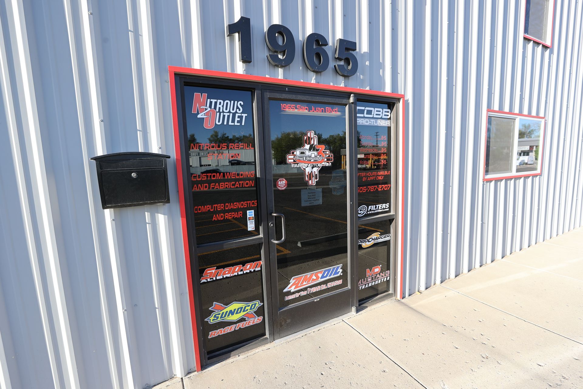 front entrance of On 3 Dyno & Performance  located in Farmington New Mexico