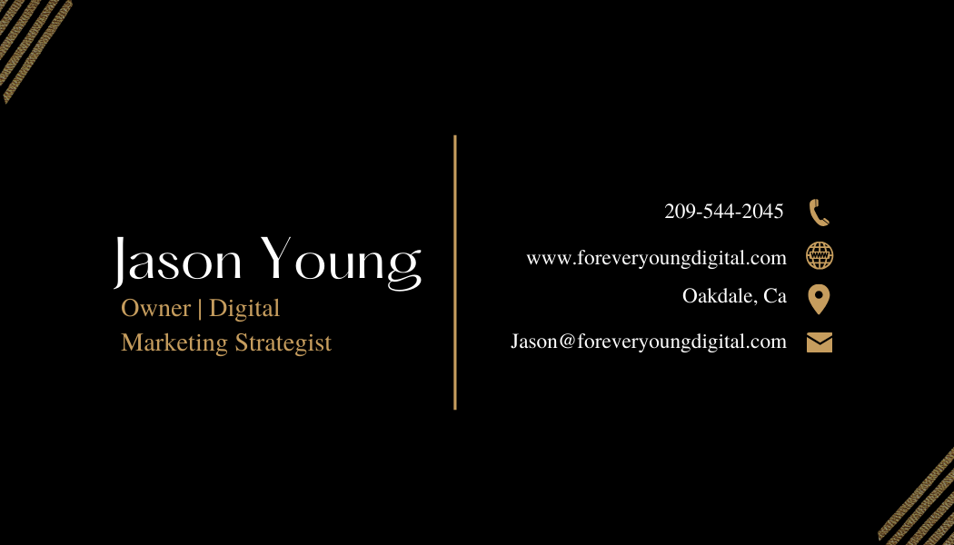 A black and gold business card for jason young