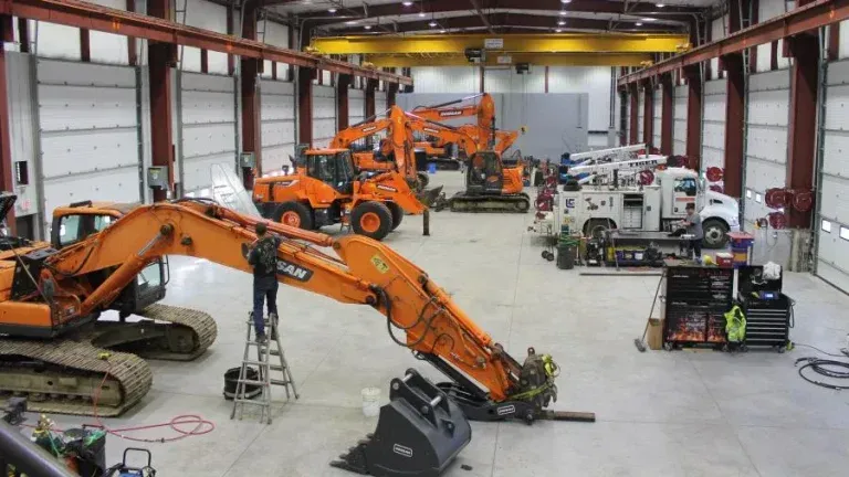 A large building with a lot of machinery in it.