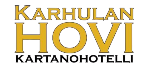 The logo for karhulan hovi kartanohotelli is yellow and black