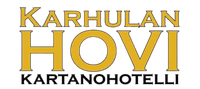 The logo for karhulan hovi kartanohotelli is yellow and black
