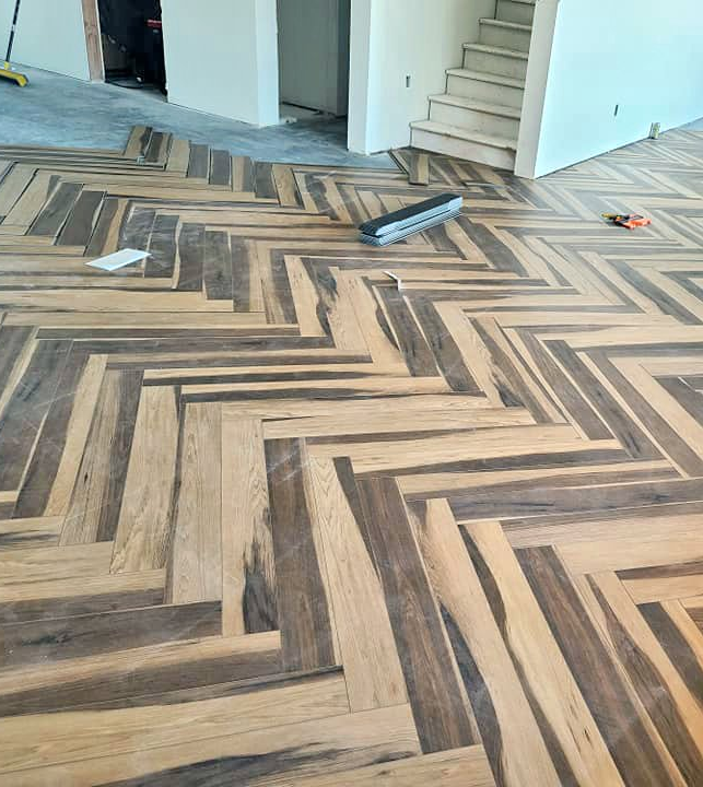 We love the chevron pattern this customer chose for these great looking hardwood floors.