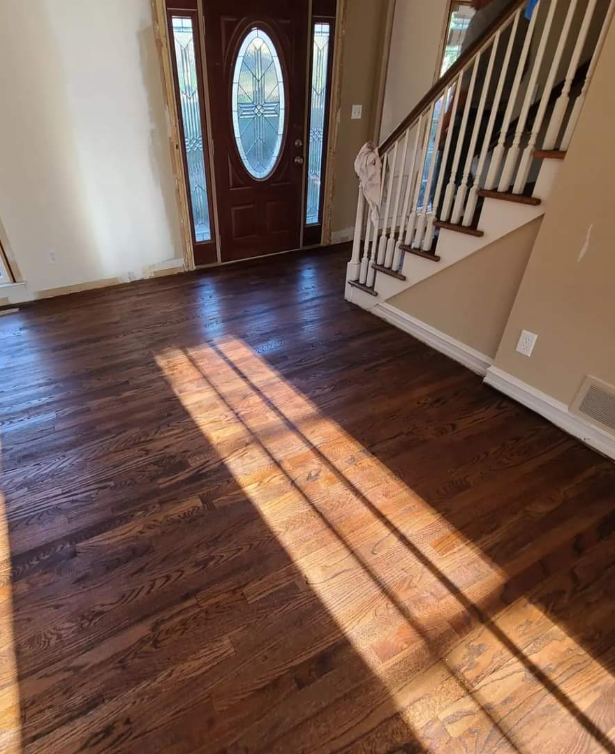 A classic look for these engineered wood floors installed in this home foyer.