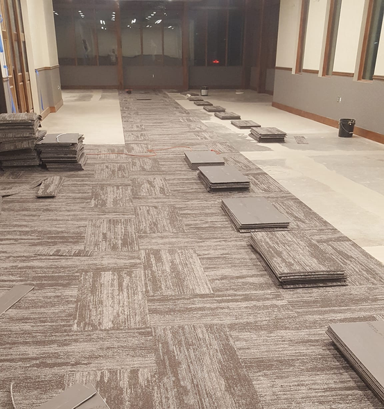 Carpet tile installation in a commercial location