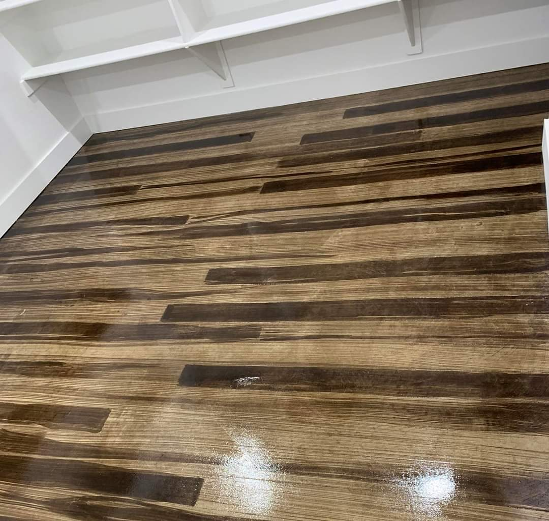 Faux wood flooring looks amazing and it's hard to tell it's not real wood without looking closely.