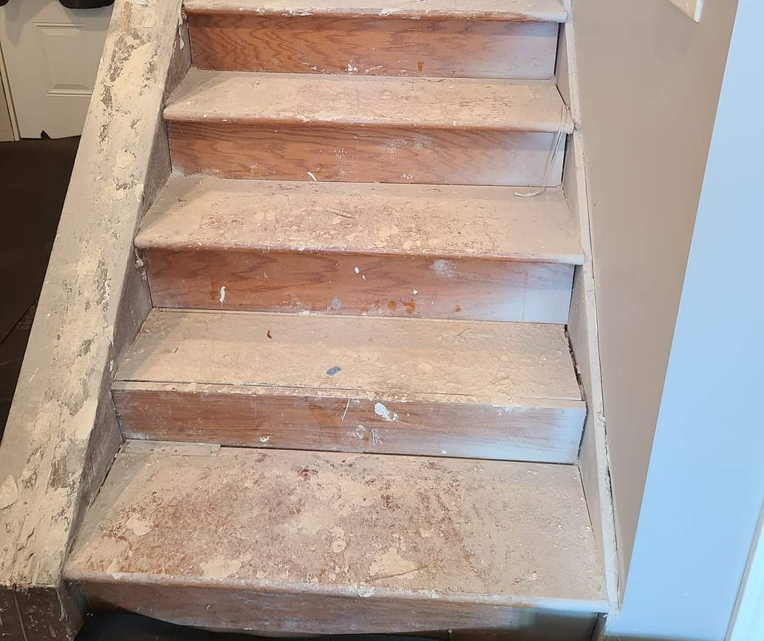 The steps have been replaaced and are being prepared for flooring.