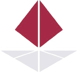 Un triangle rouge et blanc sur fond blanc