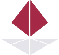 Un triangle rouge et blanc sur fond blanc