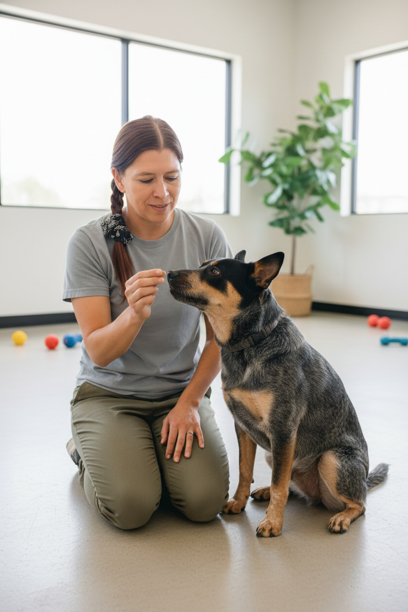 Dog training session at Johnny's Doghouse in Arizona