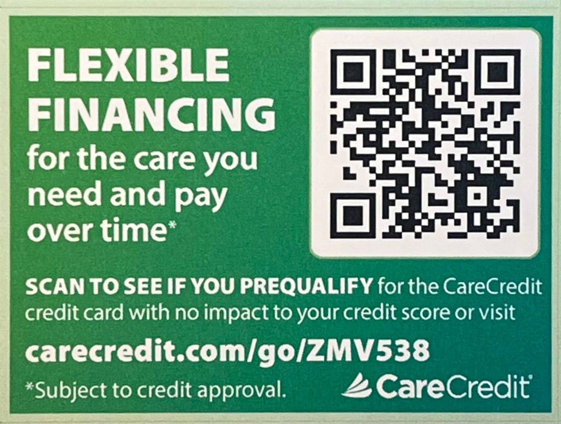 carecredit financing qr code