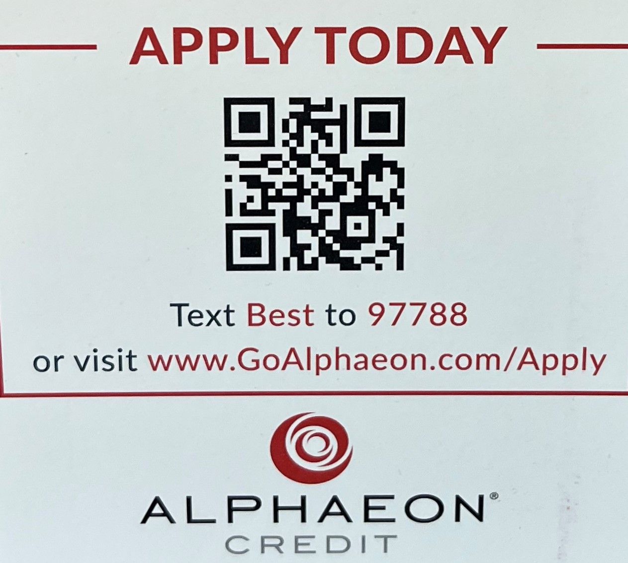 alphaeon financing qr code