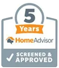 A sticker that says `` 5 years home advisor screened and approved ''.