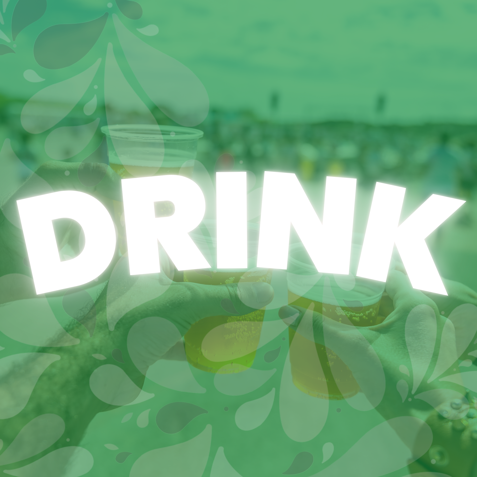 A green background with the word drink in white letters.
