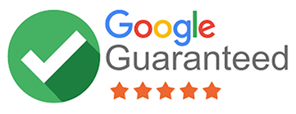 Google Guaranteed badge with checkmark and five-star rating.