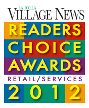 La Jolla Village News Readers Choice Awards logo: colorful block text, 