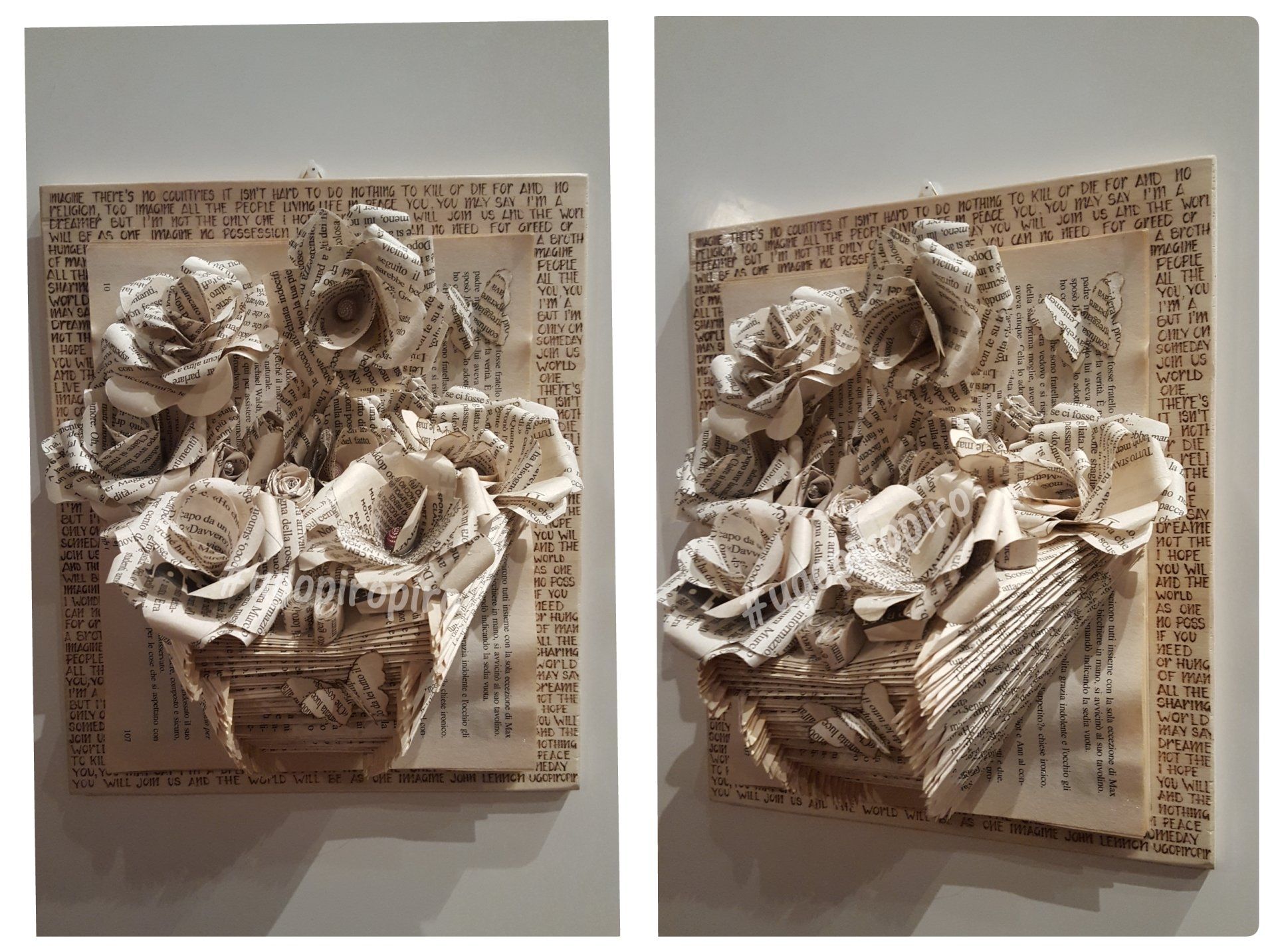 imagine, scultura di libri e pirografia (cm 20x30) book folding