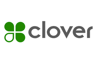 a logo for clover with a green clover in the middle