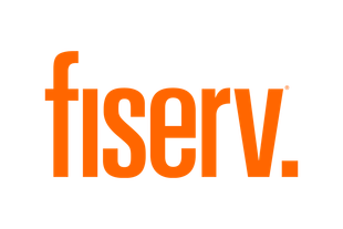 an orange fiserv logo on a white background