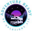 Logo: RV in front of purple sunset, mountains, stars, and "Adventure Ready RV Solutions LLC" in a circle.
