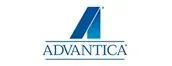 The Advantica logo, featuring a blue abstract triangle symbol above the company name in blue, capitalized text.