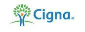 The Cigna logo featuring a blue and green stylized tree-person icon next to the blue brand name.