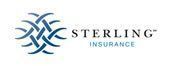 Sterling Insurance logo consisting of a blue, abstract woven circular icon next to the company name in black and blue text.